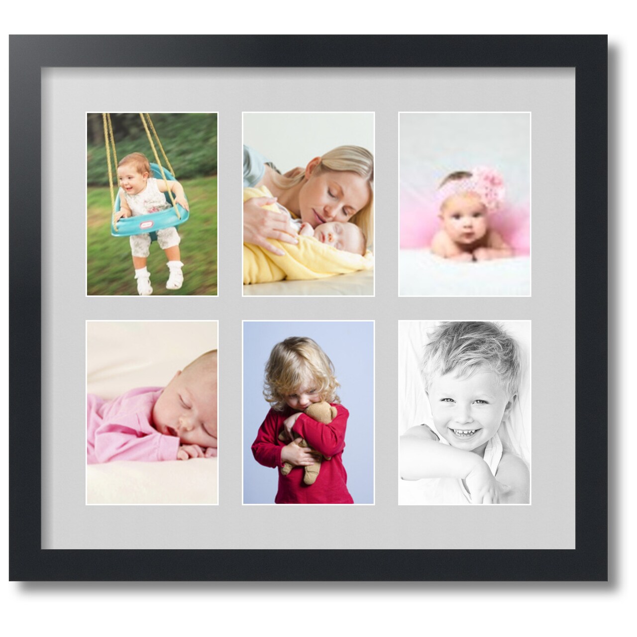 ArtToFrames Collage Photo Picture Frame with 6 - 5x7 inch Openings, Framed in Black with Over 62 Mat Color Options and Plexi Glass (CSM-3926-2041)